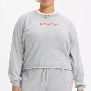 NEW Levi's Plus 3X Gray Logo Cropped Sweatshirt Shirt Relaxed Fit Athletic